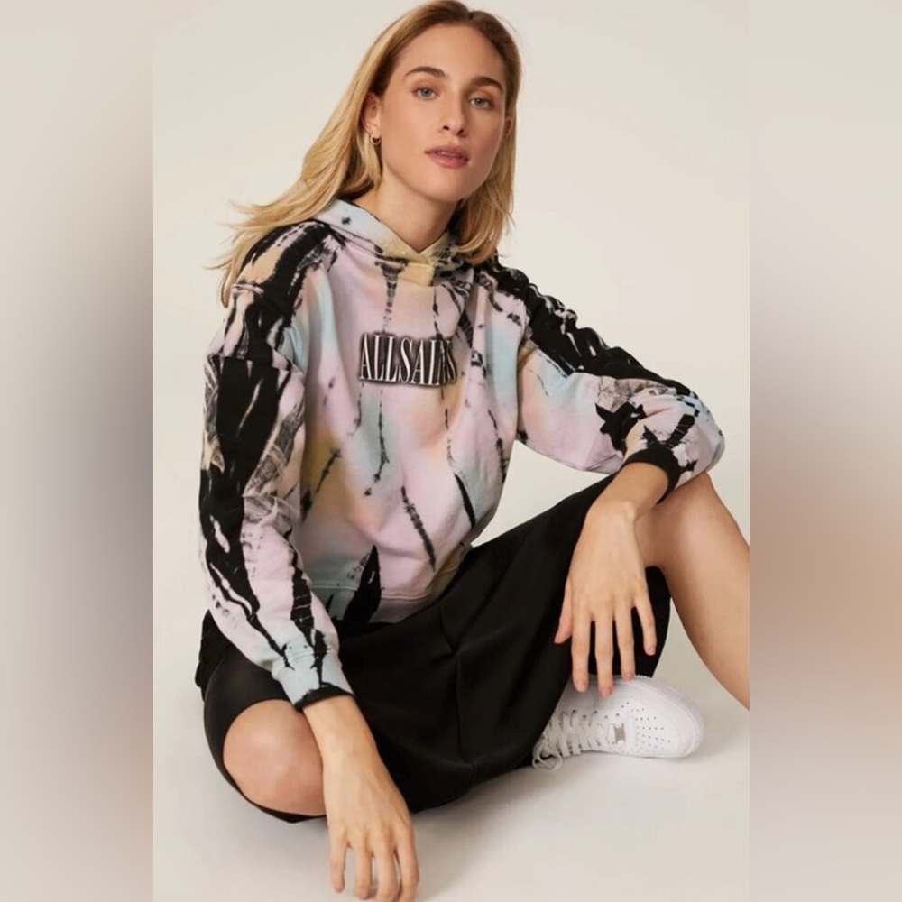 All Saints Pippa Tie Dye Hoodie Women's Multicolor Graphic Sweatshirt Pullover
